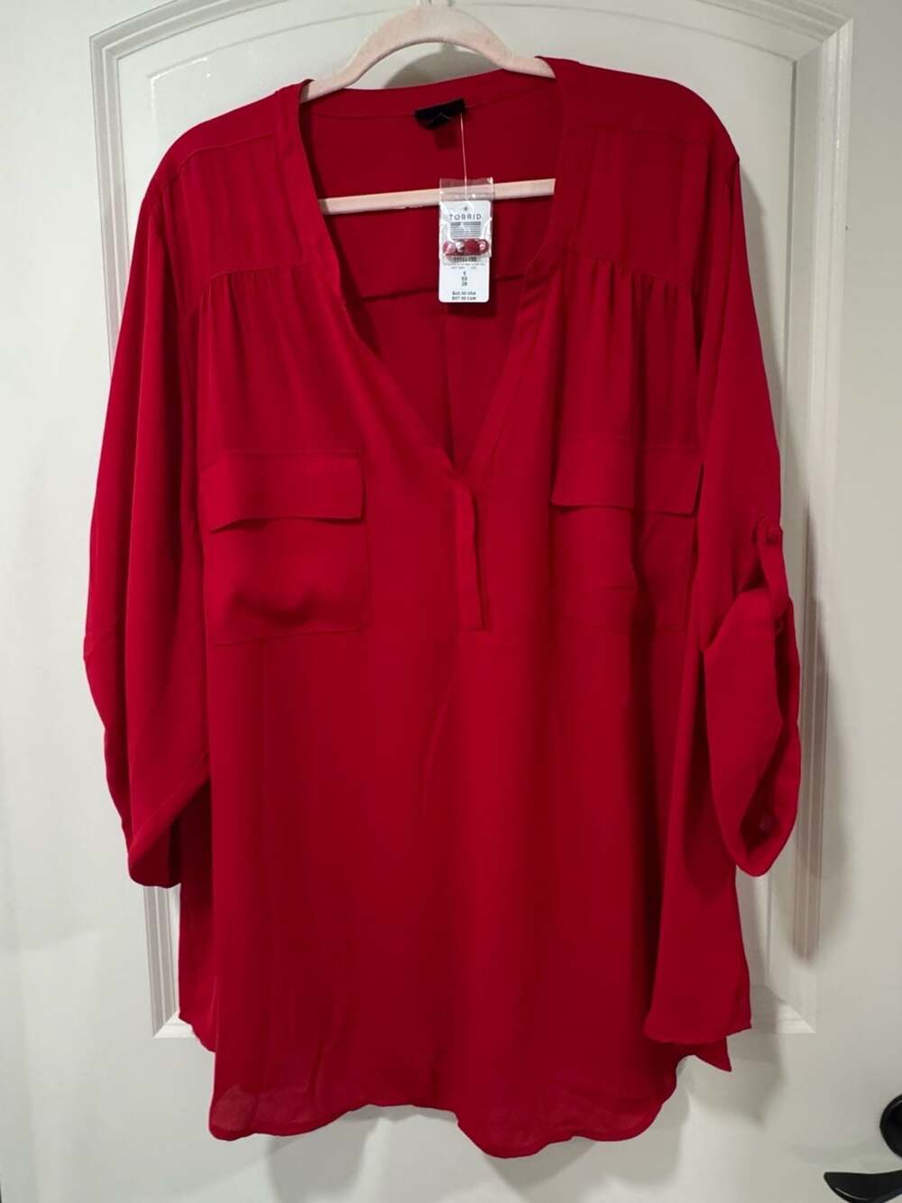Torrid Harper Red Pullover Blouse Tunic Top Plus Size 5X Career Chic